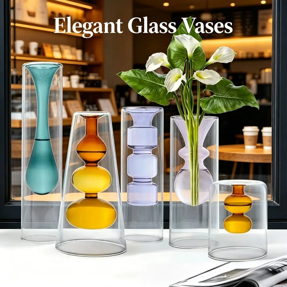 vases verre modernes transparents sphères bleu vert rose violet orange