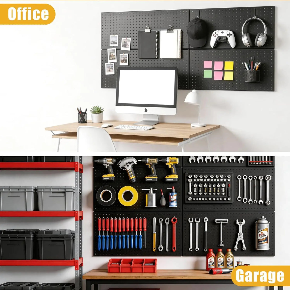 panneau rangement perforé gris moderne clips couteaux pinceaux clés bobines ciseaux porte clés porte