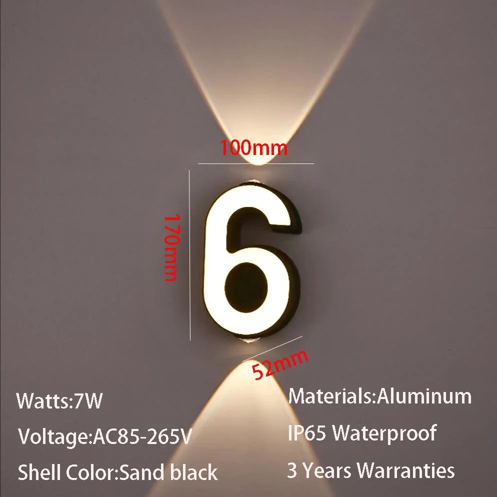 numéro lumineux led blanc noir moderne ip65 adhésif 7w minimalisteintérieur extérieur