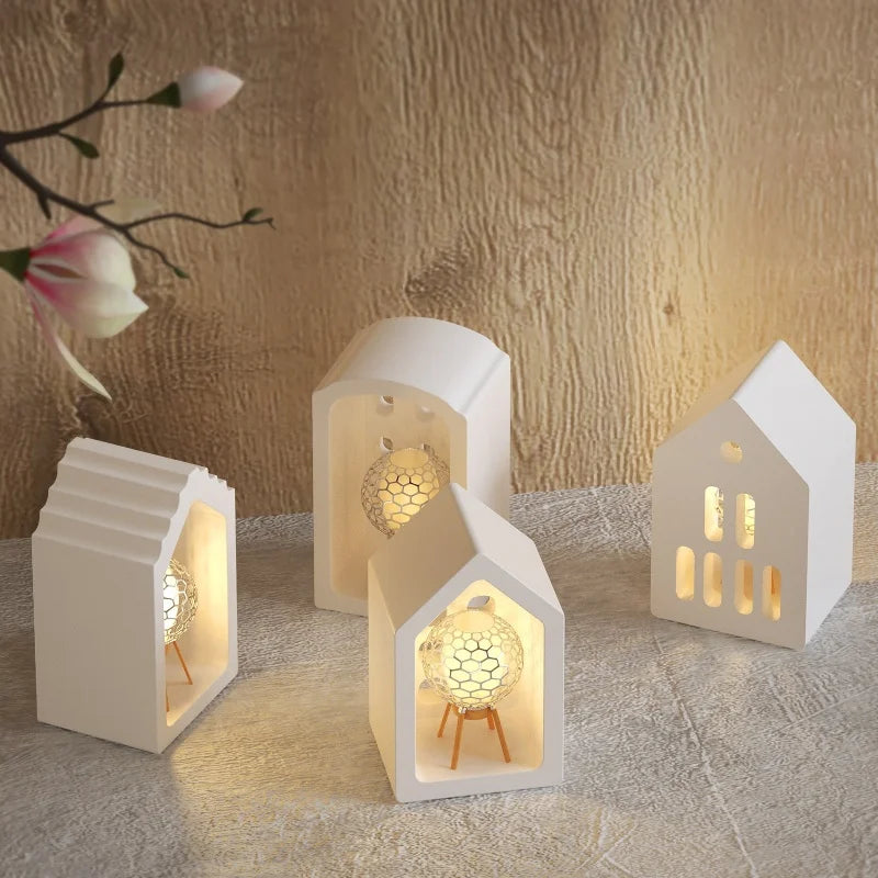lampe poser maison forme moderne fenêtres toit blanc silicone minimaliste