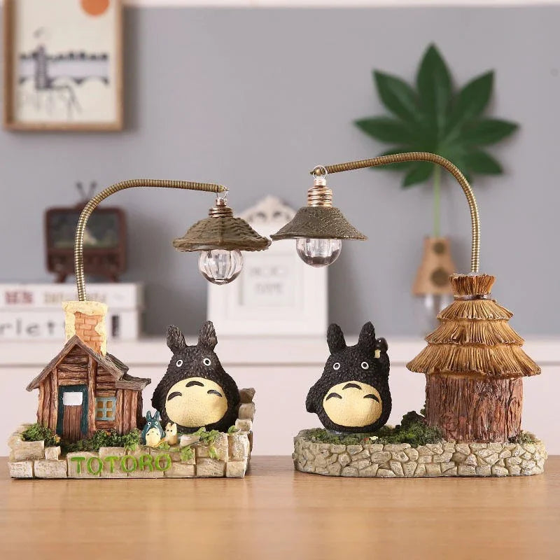 veilleuse table totoro animal compagnie motif cartoon noir beige verte