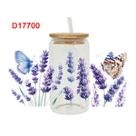 autocollants décoration diy fleurs illustration bocal verre transparent papillons roses lavande bois