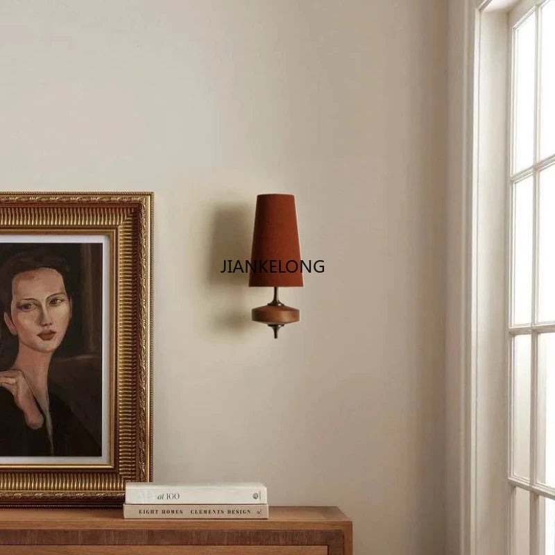 lampe murale rétro abatjour texture rugueuse éclairage quotidien beige marron vert minimaliste vintage années