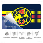 sticker autocollant cartes bancaires club américa dessin animé oiseau stylisé waterproof réutilisable bleu jaune