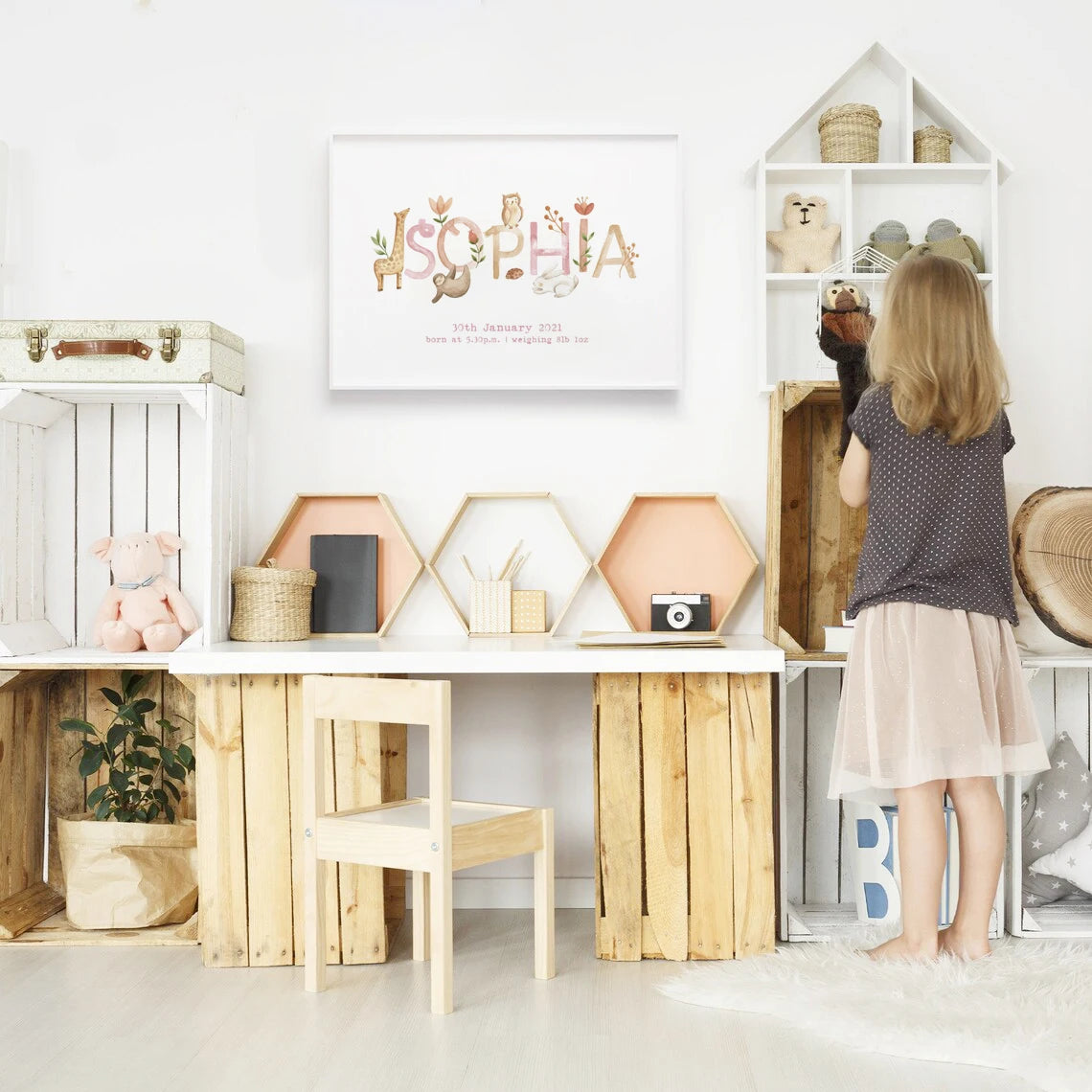 Affiche murale bébé sans cadre avec bordure blanche optionnelle
