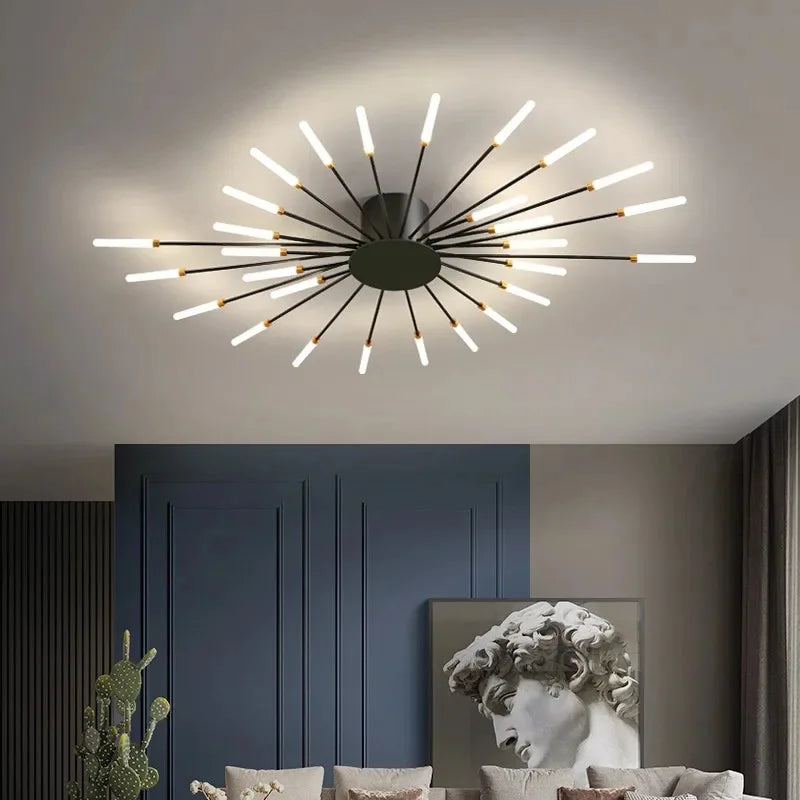 plafonnier moderne or noir lumineux éclairage quotidien acier certifié ccc 249 2000 lumens