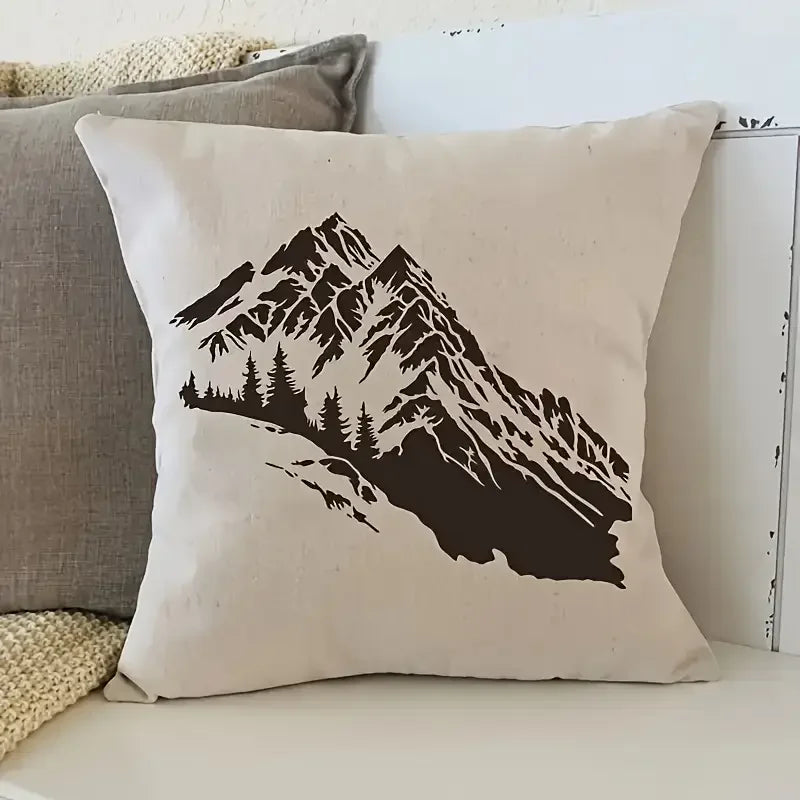 pochoirs stencil montagne arbres géométrique graphique adhésif blanc brun 29.7cm 21cm