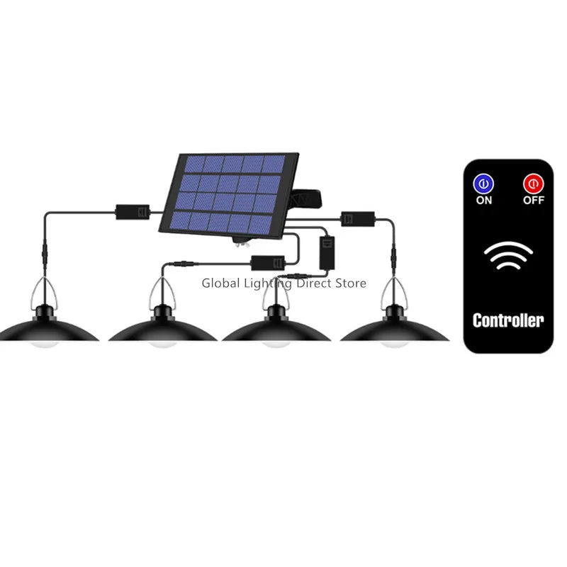lampe solaire extérieure moderne étanche noir contrôleur télécommande fixations