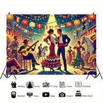 toile fond multicolore danseurs flamenco lanternes drapeaux musique événements festifs anniversaires mariages noëlnaissance