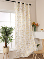 rideau semi transparent moderne feuilles dorées fond blanc salon chambre coucher