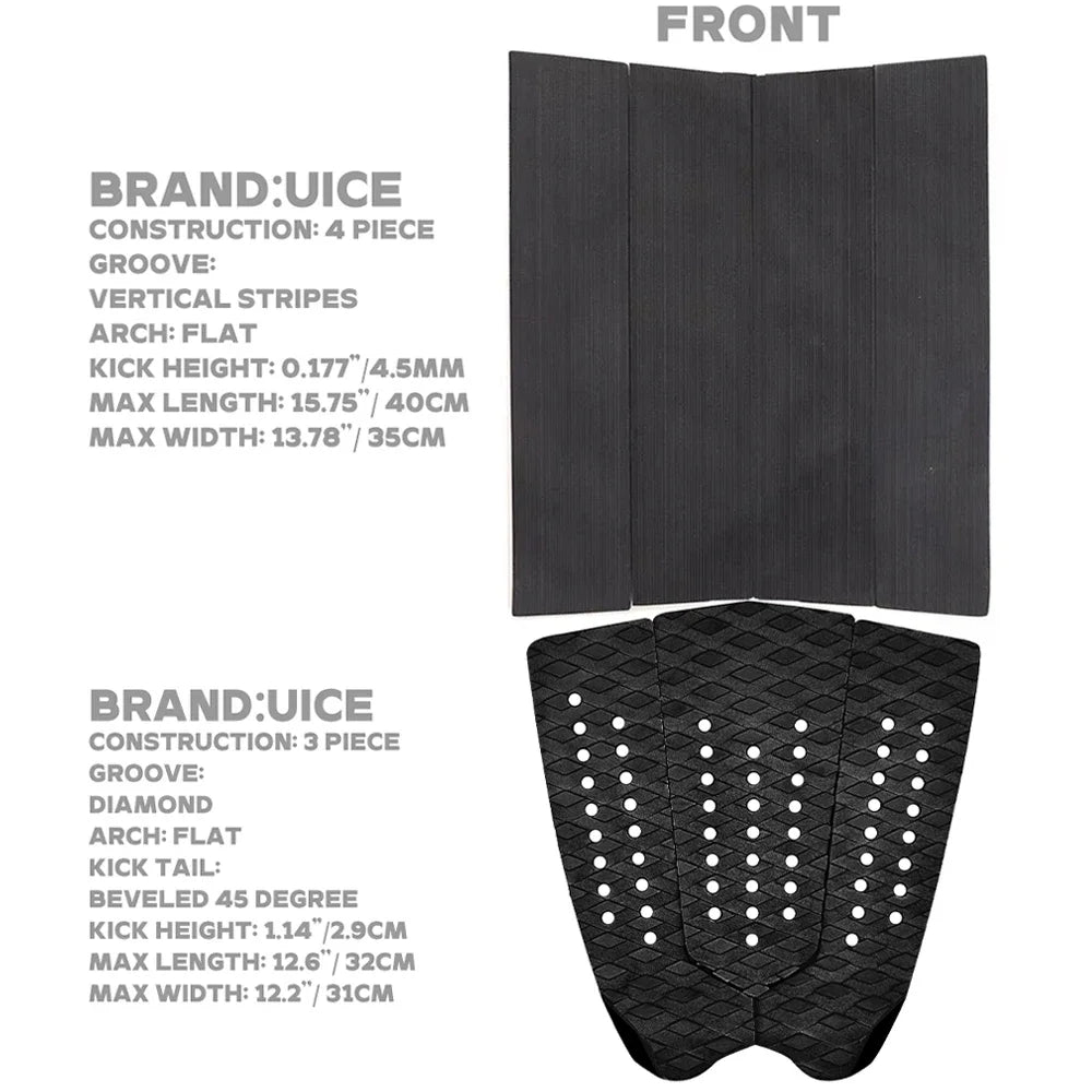 tapis surf noir rayures verticales adhésif anti dérapant traction pad surfboard longboard avant arrière