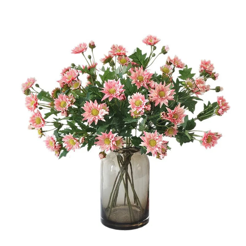 bouquet artificiel fleurs soie rose blanc vert vase transparent décoration intérieure mariage anniversaire