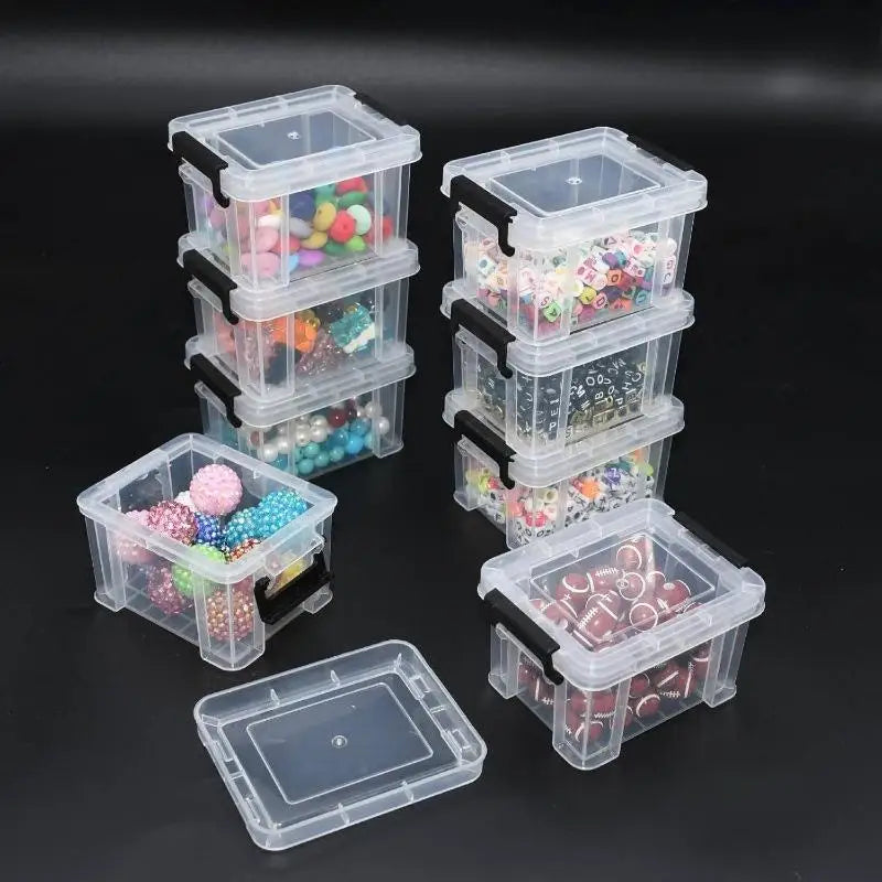 boîtes rangement transparentes poignées noires modernes organisateur bijoux pièces emboîtables sans motif