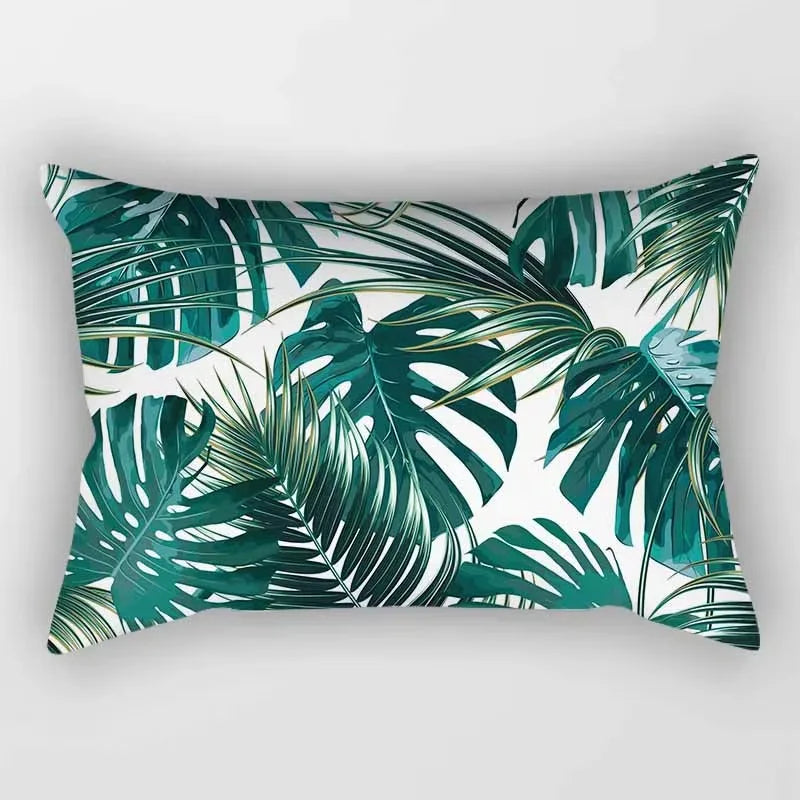 coussin rectangulaire décoratif motif feuilles tropicales fleurs papillons moderne chambre salon maison 30x50cm