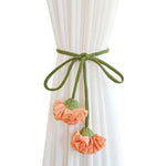 accessoires rideaux bohèmes attaches fleurs tissu coton couleurs vert jaune orange violet