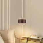 Suspension lumineuse pierre bois moderne câble ajustable 17cm éclairage salon chambre