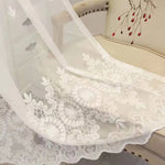 rideau brodé fleur blanc classique transparent chambre hospitalière moderne polyester