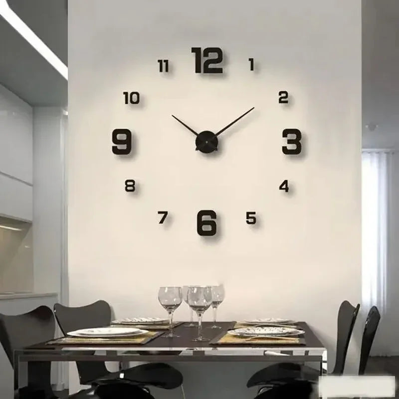 horloge murale moderne minimaliste couleur noir rouge salon décoration murale aiguille numérique acrylique fixations