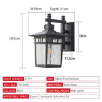 lampe murale extérieure noire verre translucide classique ip65 ac110 240v interrupteur mural fluxlumineux249 2000
