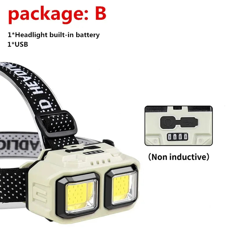 lampe frontale led rechargeable usb mode mouvement camping pêche cyclisme travail montagne