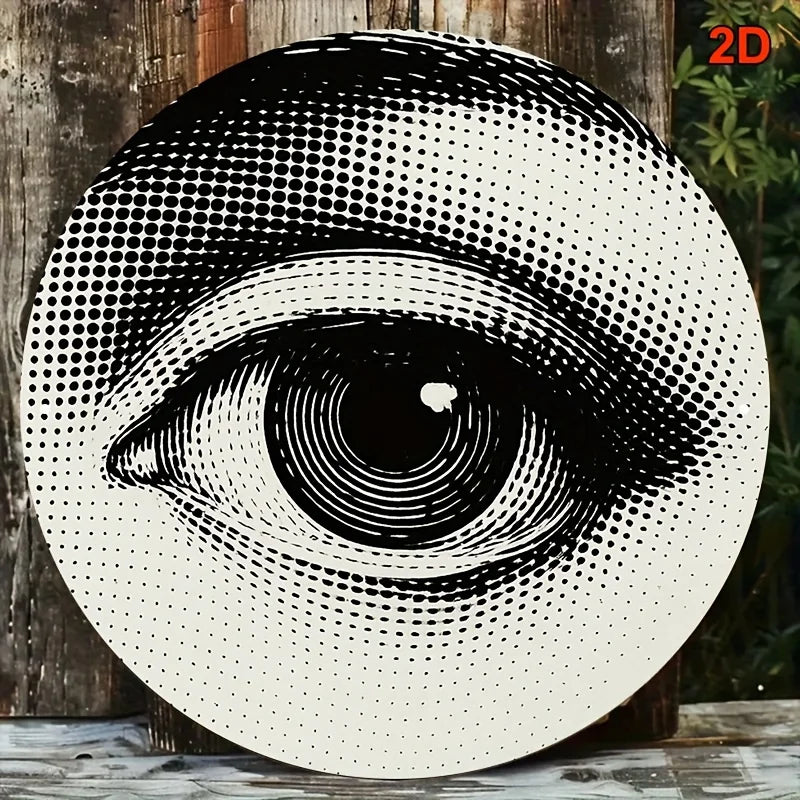 sticker mural oeil géométrique pop art noir blanc 20cm fixation murale decoration chambre