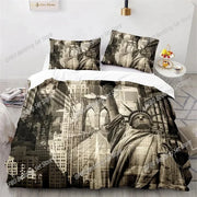 housse couette statue liberté paysages urbains motifs imprimés modernes taies oreillers ensemble literie