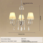 lustre cristal classique argenté abat jour conique cristaux pendus salon salle