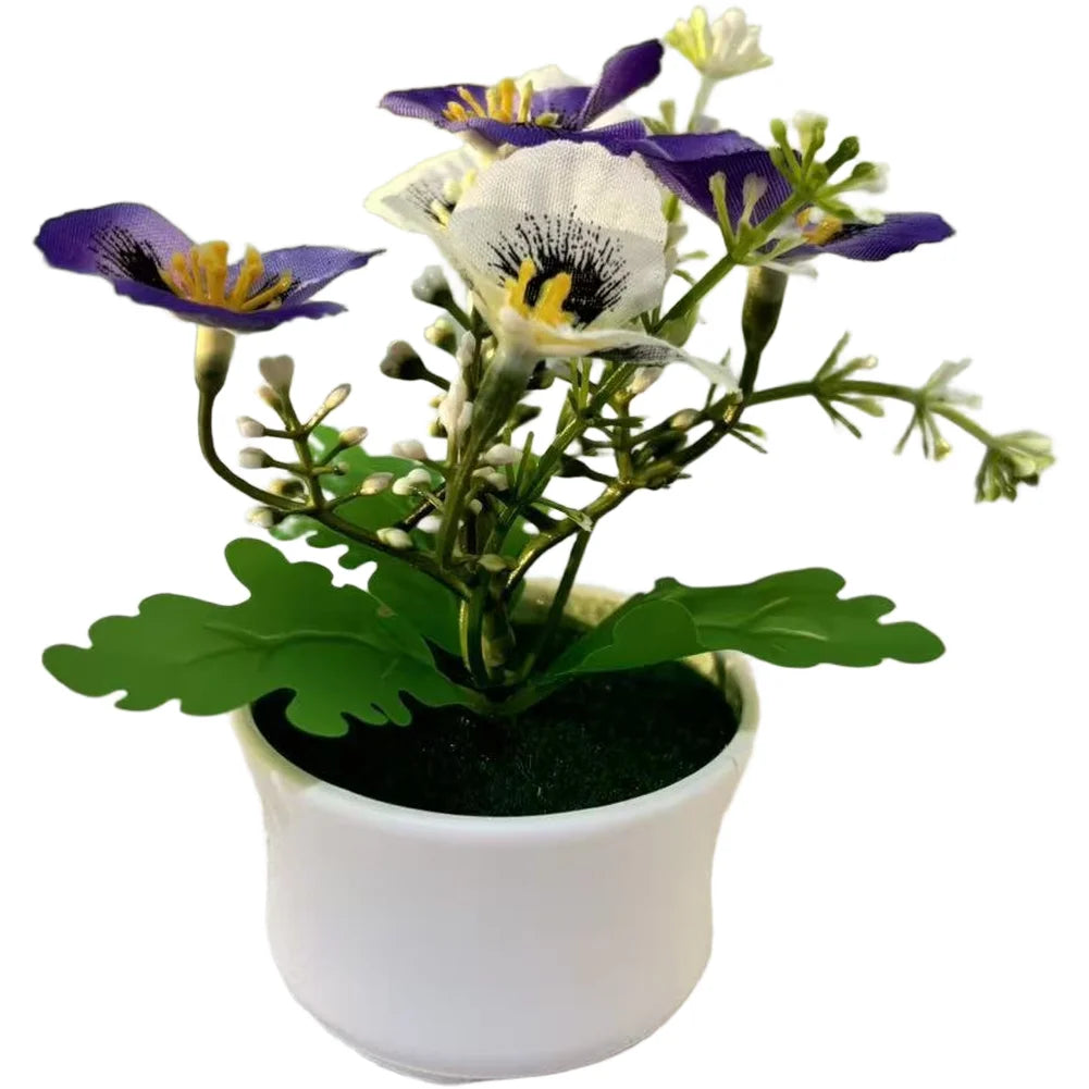 plantes artificielles fleurs feuilles moderne blanc rose violet jaune bleu pot décoration intérieureextérieur