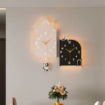 horloge murale moderne pendule panda horloge carrée motif maison gris noirintérieur