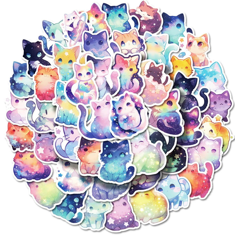 stickers multicolores galaxie étoiles dessin animé adhésifs waterproof réfrigérateur téléphone carnet papeterie enfants mignons