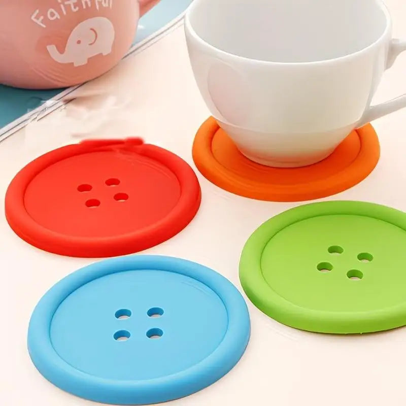 coasters adhésifs modernes couleur bleu rouge vert marron quatre trous opaques tasses thé