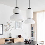 suspension moderne papier rayures horizontales blanc noir 2000 82000 lumens pendentif câble fixé