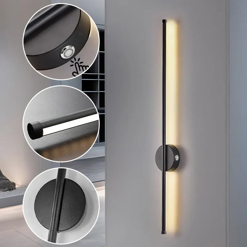 lampe murale led rechargeable sans fil noir doré moderne télécommande tactile 50cm 80cm