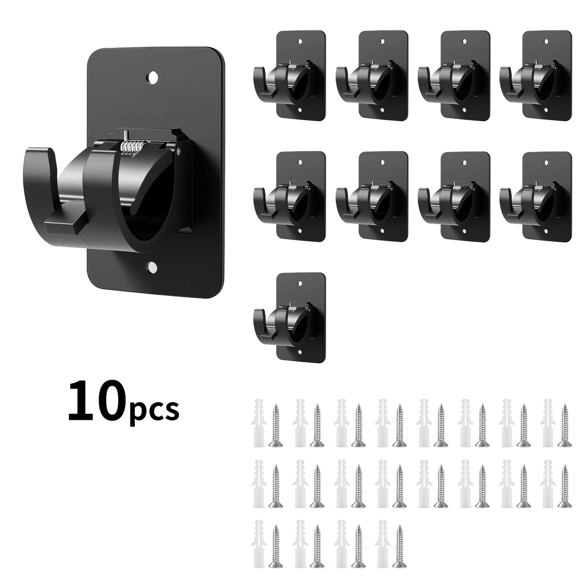supports adhésifs rideaux vis fixations murales noirs modernes tiges incluses facile