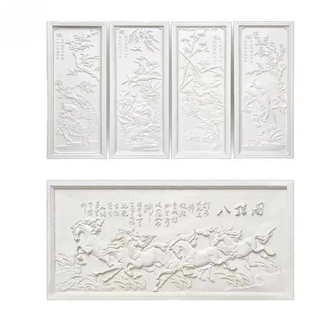 panneaux decoratifs blanc relief sculpte motifs floraux adhesif decoration murale classique baroque