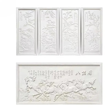panneaux decoratifs blanc relief sculpte motifs floraux adhesif decoration murale classique baroque