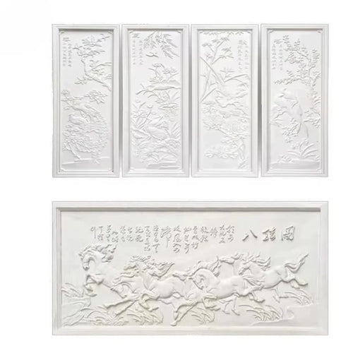 panneaux decoratifs blanc relief sculpte motifs floraux adhesif decoration murale classique baroque