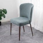 housse chaise moderne polyester imprimé géométrique bleu gris rose anti poussière fixations métal