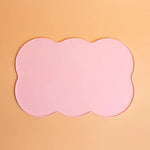 tapis animaux compagnie imperméable deux gamelles intégrées moderne ludique rose jaune gris