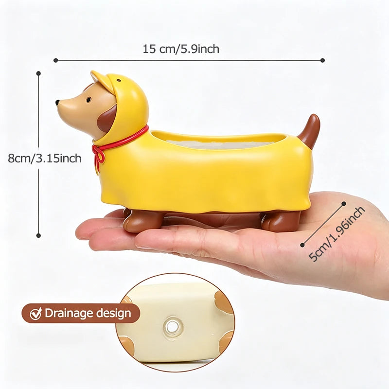 planteur résine chien cartoon mignon succulentes décoration fleur verte Jaune Blanc Rouge
