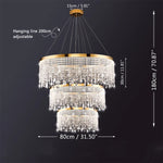 lampe suspendue cristal or moderne élégante chaînes transparentes salon salle manger