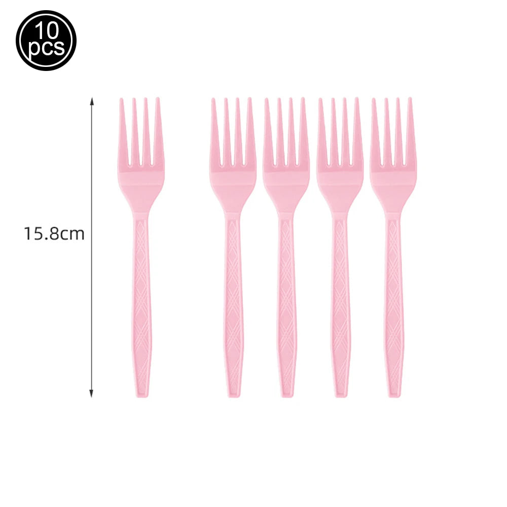 vaisselle jetable moderne rose assiettes fourchets couteaux verres serviettes anniversaire enfants fête