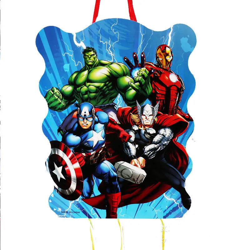 pinata super héros anniversaire enfant personnages films opaque cartoon suspension bleu vert rouge blanc