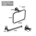 ensemble accessoires salle bain noir mat porte serviettes mural moderne métal brossé