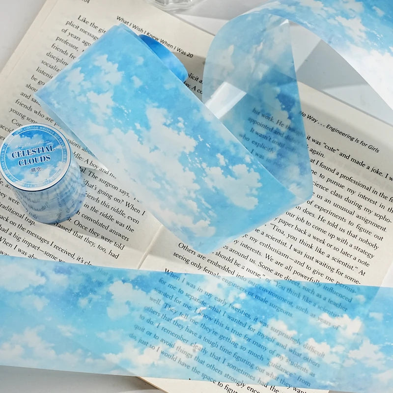 rubans décoratifs bleus blancs modernes nuages ciel adhésifs scrapbooking artisanat