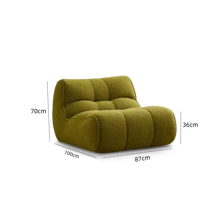 Fauteuil moderne tissu bouclé beige clair coussins d'assise dossier minimaliste