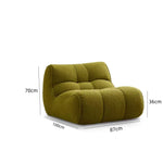 Fauteuil moderne tissu bouclé beige clair coussins d'assise dossier minimaliste
