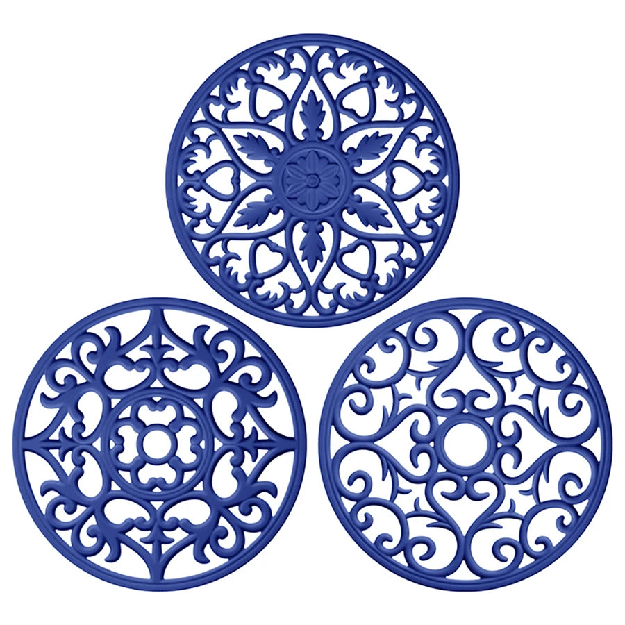 tapis table silicone moderne bleu vert rose motif floral clips