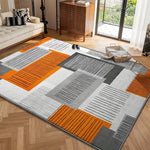 tapis moderne gris bleu marine motif géométrique doux antidérapant salon cuisine intérieur maison décoratif