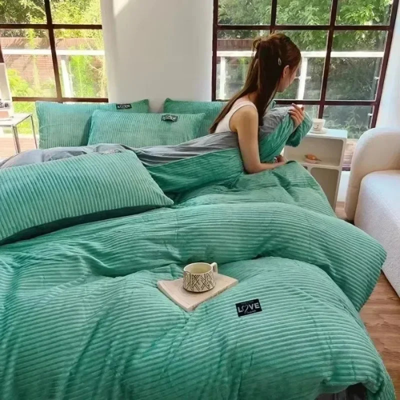 Housse de couette velours matelassée 200x220 cm détail du tissu